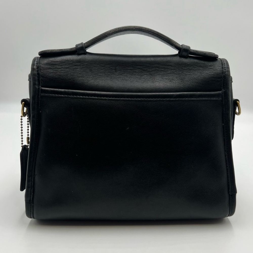 Coach Court Vintage Black Glove Tanned Leather Turnlock Bag 9870 - Picture 10 of 11